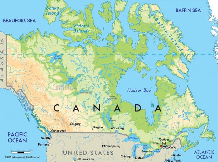 Kanada położenie geograficzne